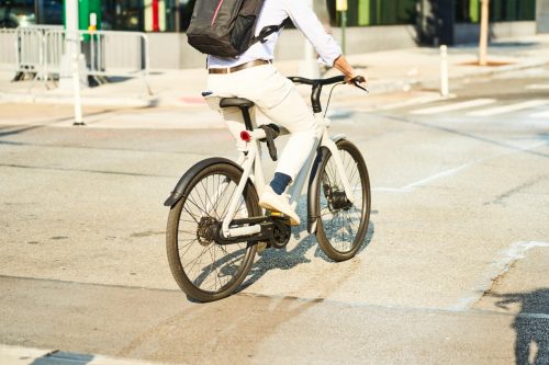 person riding e-bike in NYC